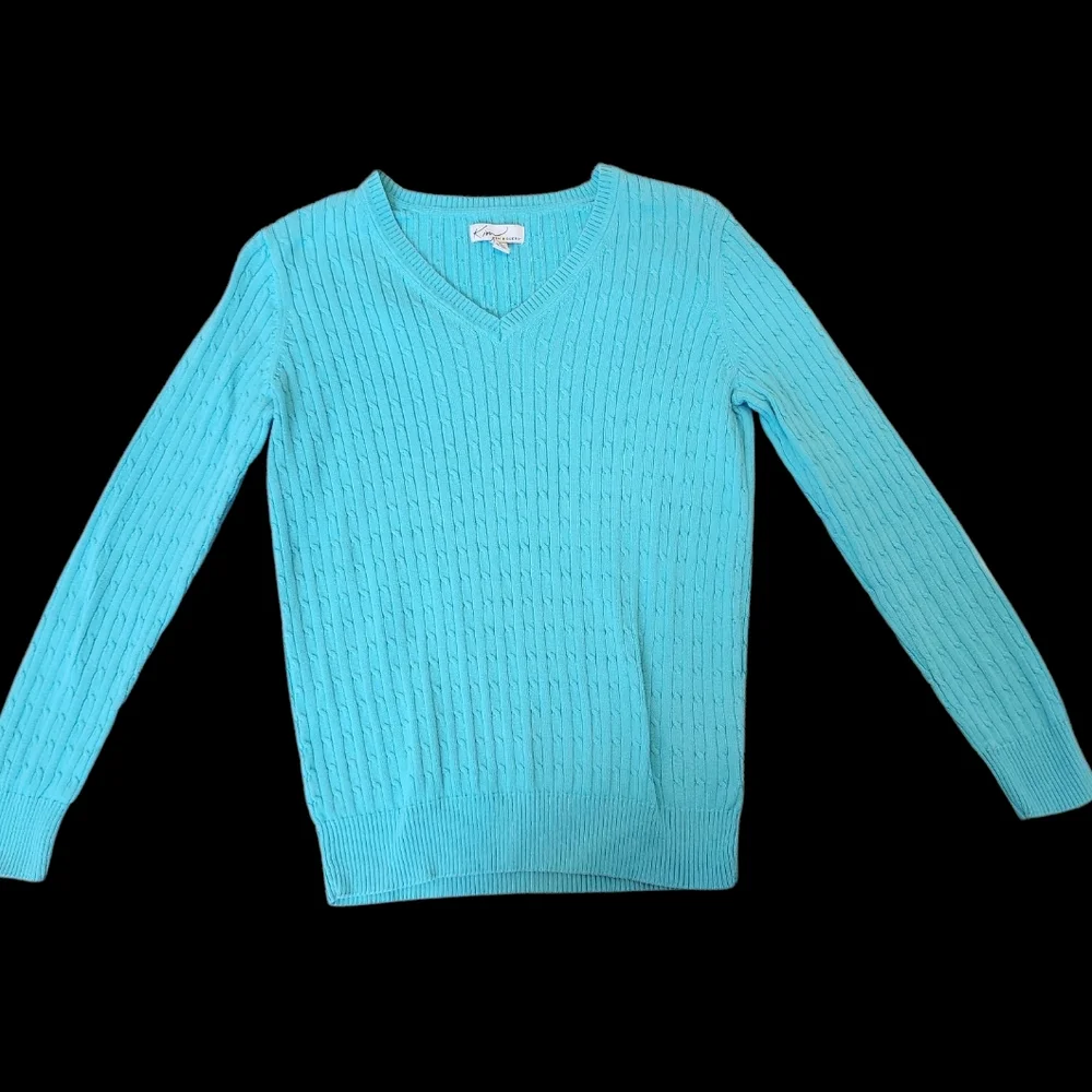 Blue Cable Knit Sweater